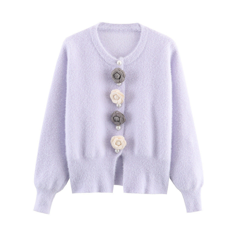 Ladies stylish cardigan with unique floral appliqués Lune London