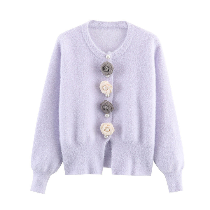 Ladies stylish cardigan with unique floral appliqués Lune London