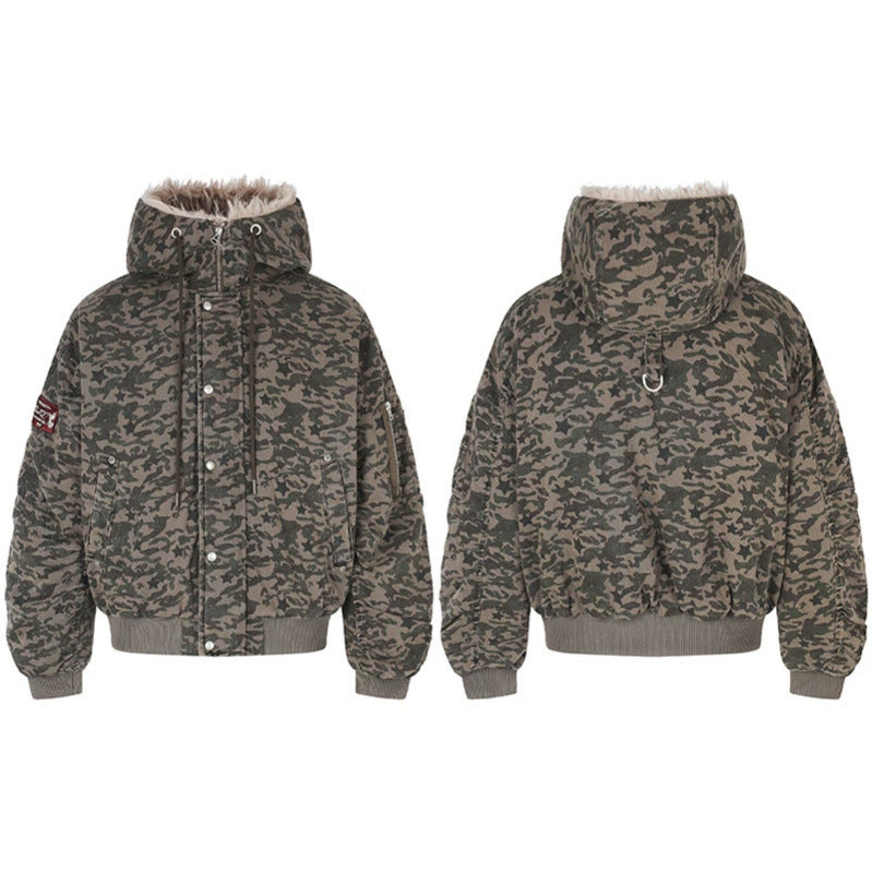 Women's quilted bomber jacket with faux fur hood, drawstring, and utility pockets Amarae