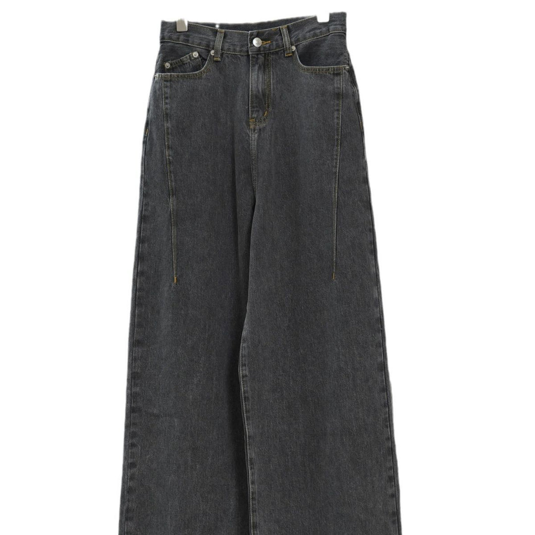 Women Extra Wide High-Waist Denim Baggy Culotte with Deep Crotch and Light Vintage Wash Amarae
