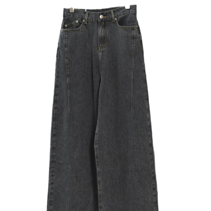 Women Extra Wide High-Waist Denim Baggy Culotte with Deep Crotch and Light Vintage Wash Amarae
