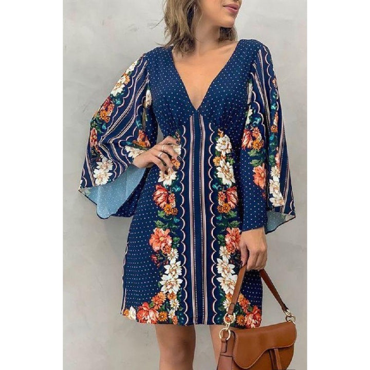 Bohemian Chic style bell sleeve mini dress