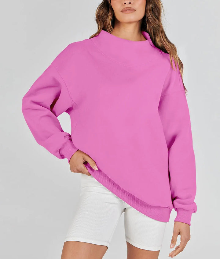 Oversized sweatshirt for women with high collar and side slits Lune London