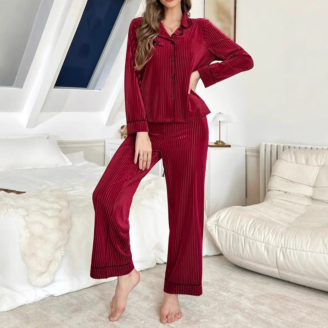 Ladies Luxurious Pajama Set with Fine Amarae Stripes