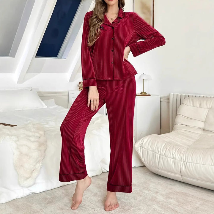 Ladies Luxurious Pajama Set with Fine Amarae Stripes
