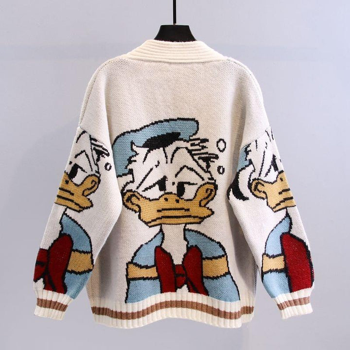 Ladies Large knitted cardigan with playful pattern Lune London