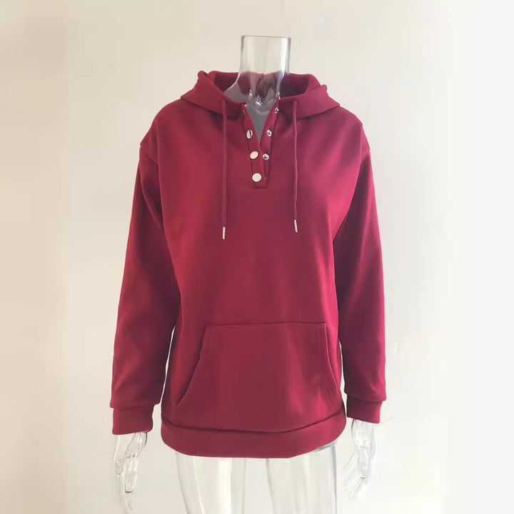 Women's hoodie with button details and practical pockets Lune London