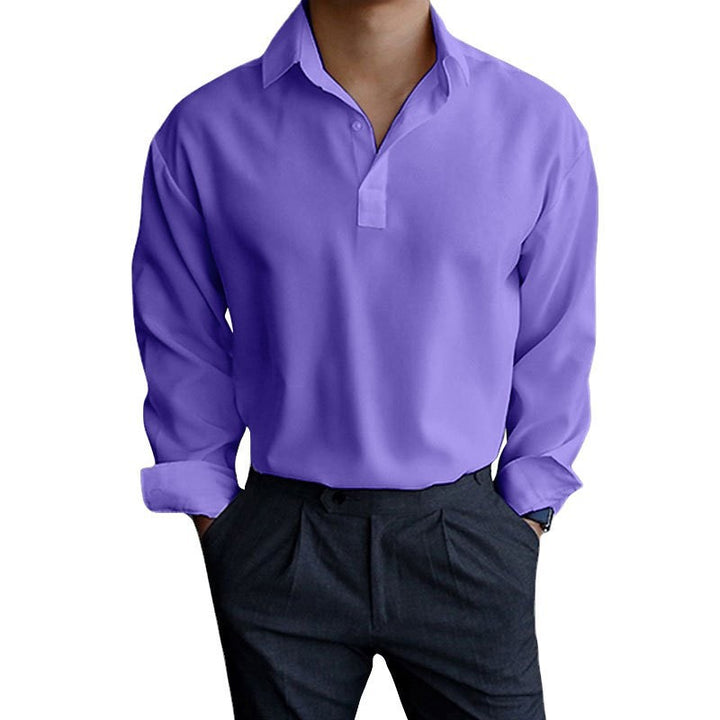 Men's long sleeve shirt with modern polo collar and chic stylish cut
