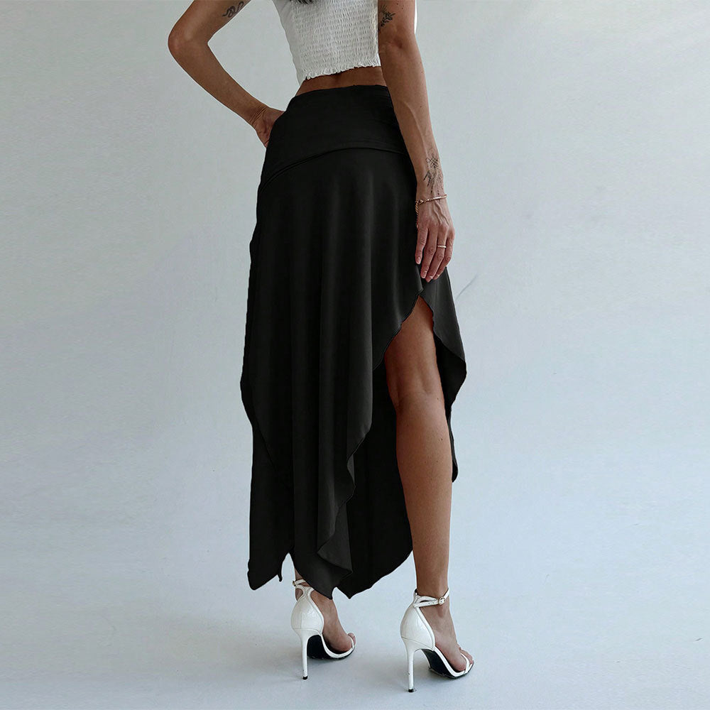 Jupe maxi asymétrique pour femmes avec un élégant froncé Chic & Stil