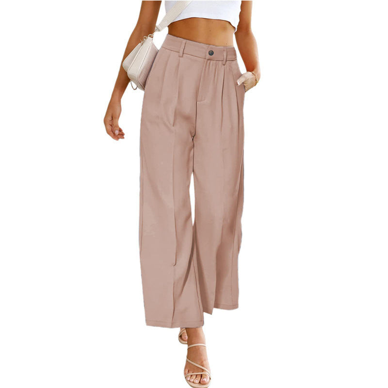 High-waisted wide-leg pants for women with pleats Lune London