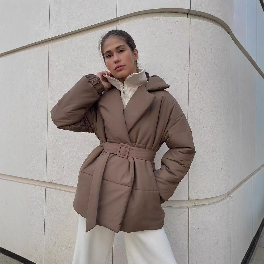 Elegant quilted coat for women with adjustable belt Amarae