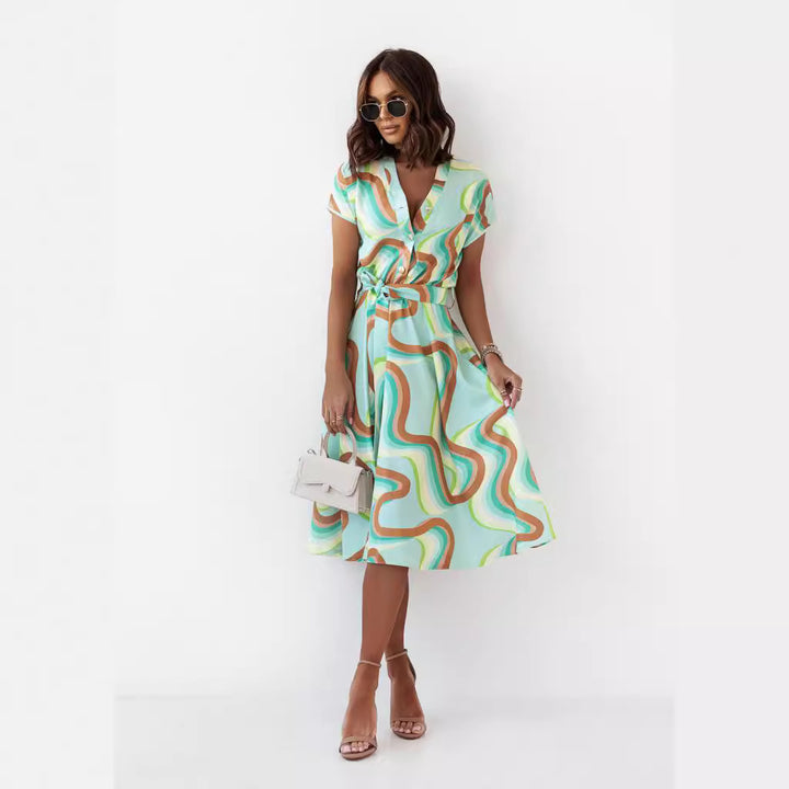 Ladies Tropical Print Shirt Dress Lune London