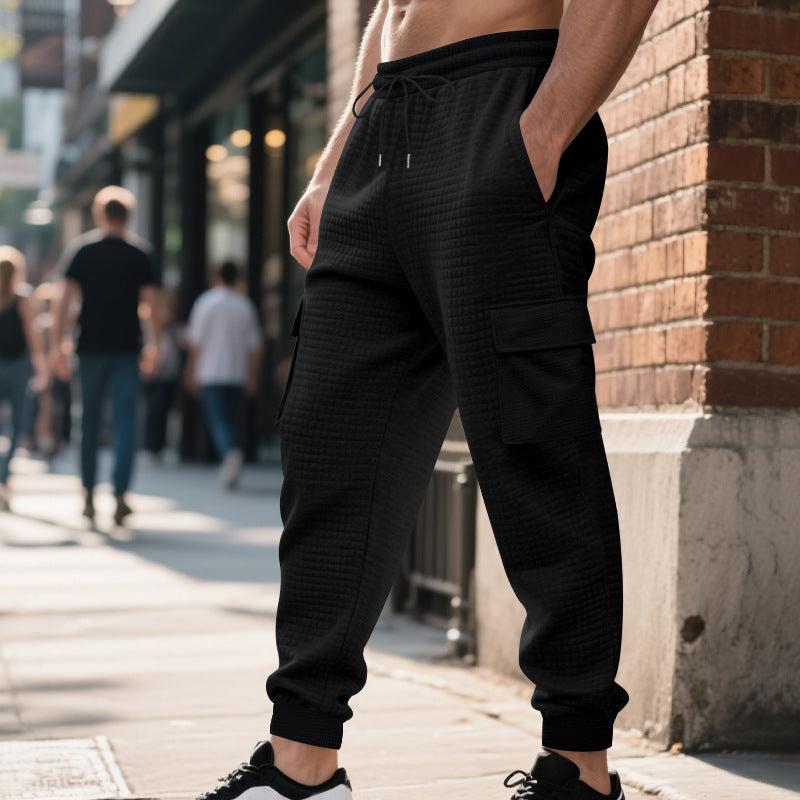 Men's cargo jogger pants with practical side pockets and elastic waistband Lune London