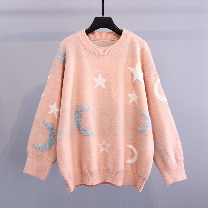 Ladies comfortable sweater with a beautiful star and moon pattern Lune London