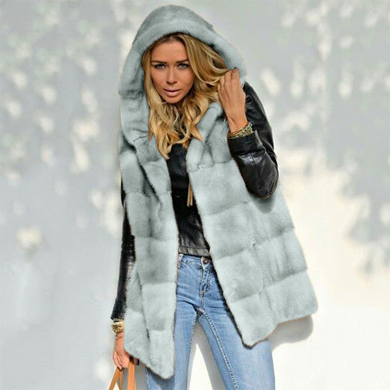 Fleece vest for ladies with hood Amarae