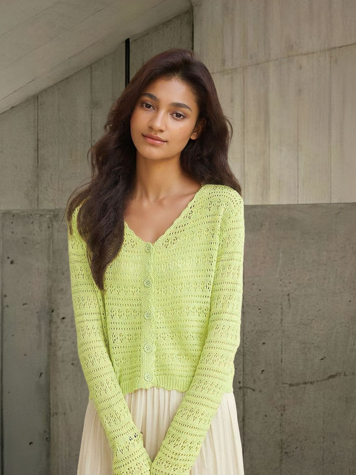 Ladies lightweight knitted vest with a nice openwork pattern Lune London