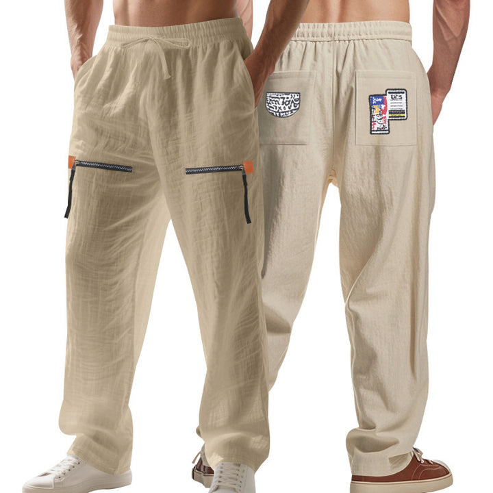 Lightweight cargo pants for men with elastic waistband and practical zip pockets Lune London