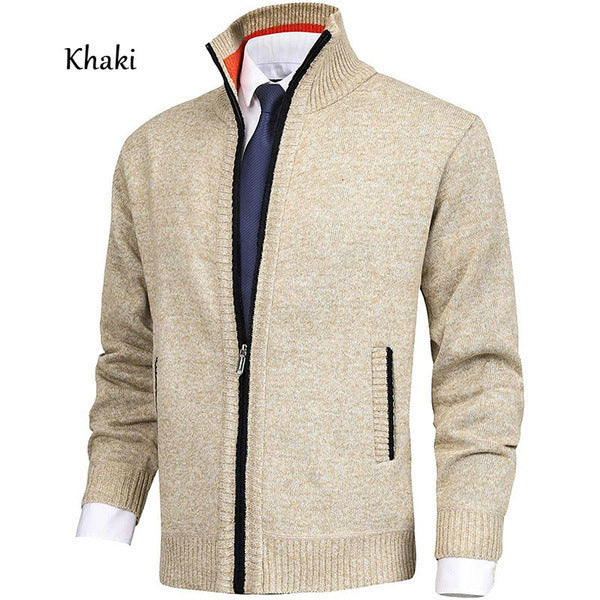 Men's knit jacket with high collar and stylish contrasting details Lune London