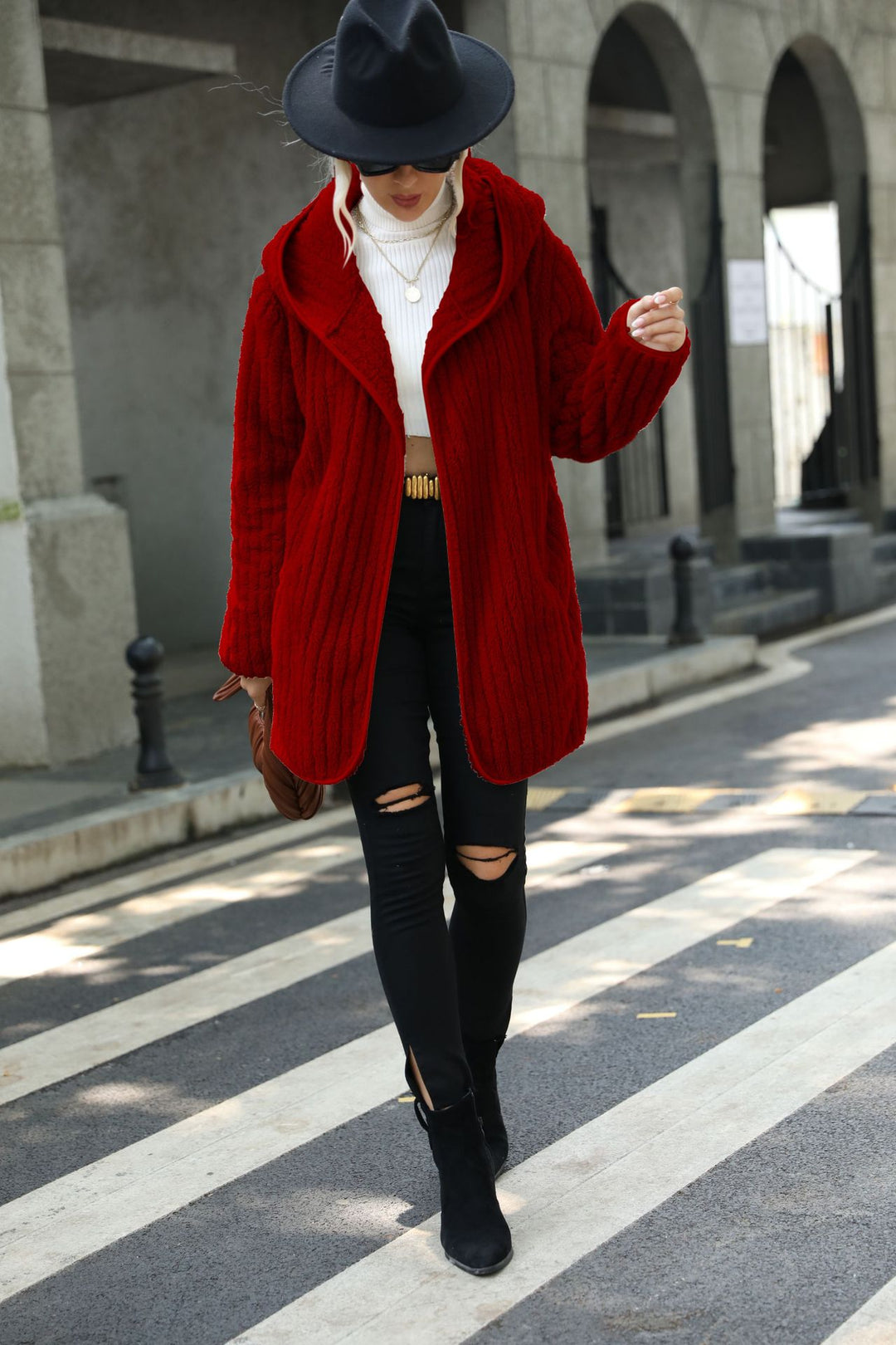Ladies long soft jacket with structured design Lune London