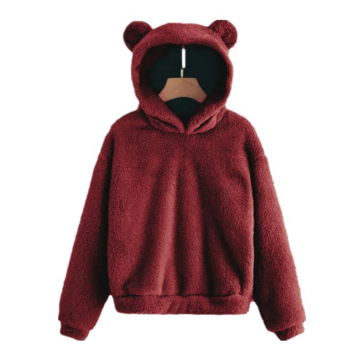Women's Cozy Teddy Fleece Hoodie with Bear Ears and Oversized Fit Amarae
