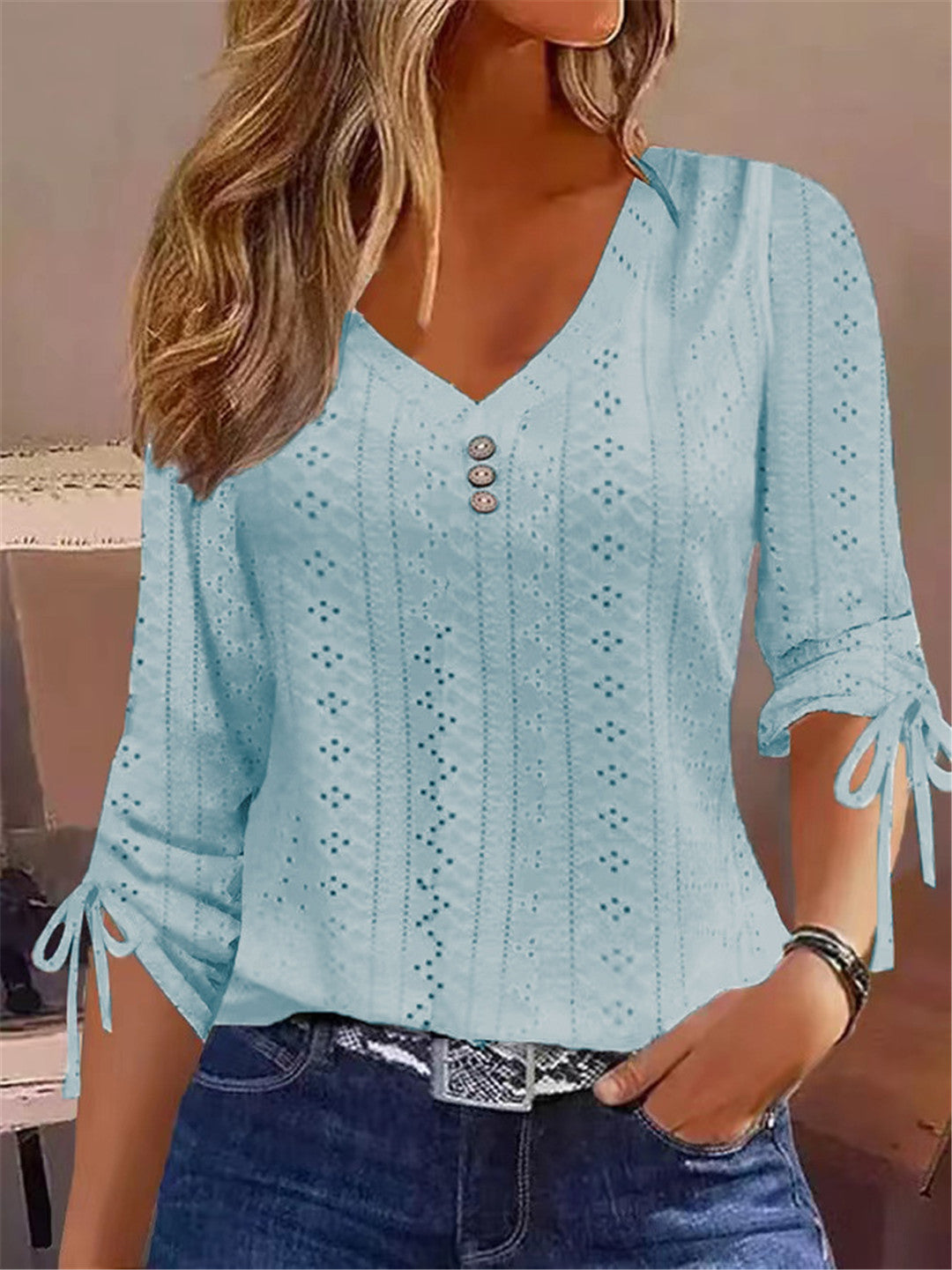 V-neck blouse for women with gathered detail Amarae