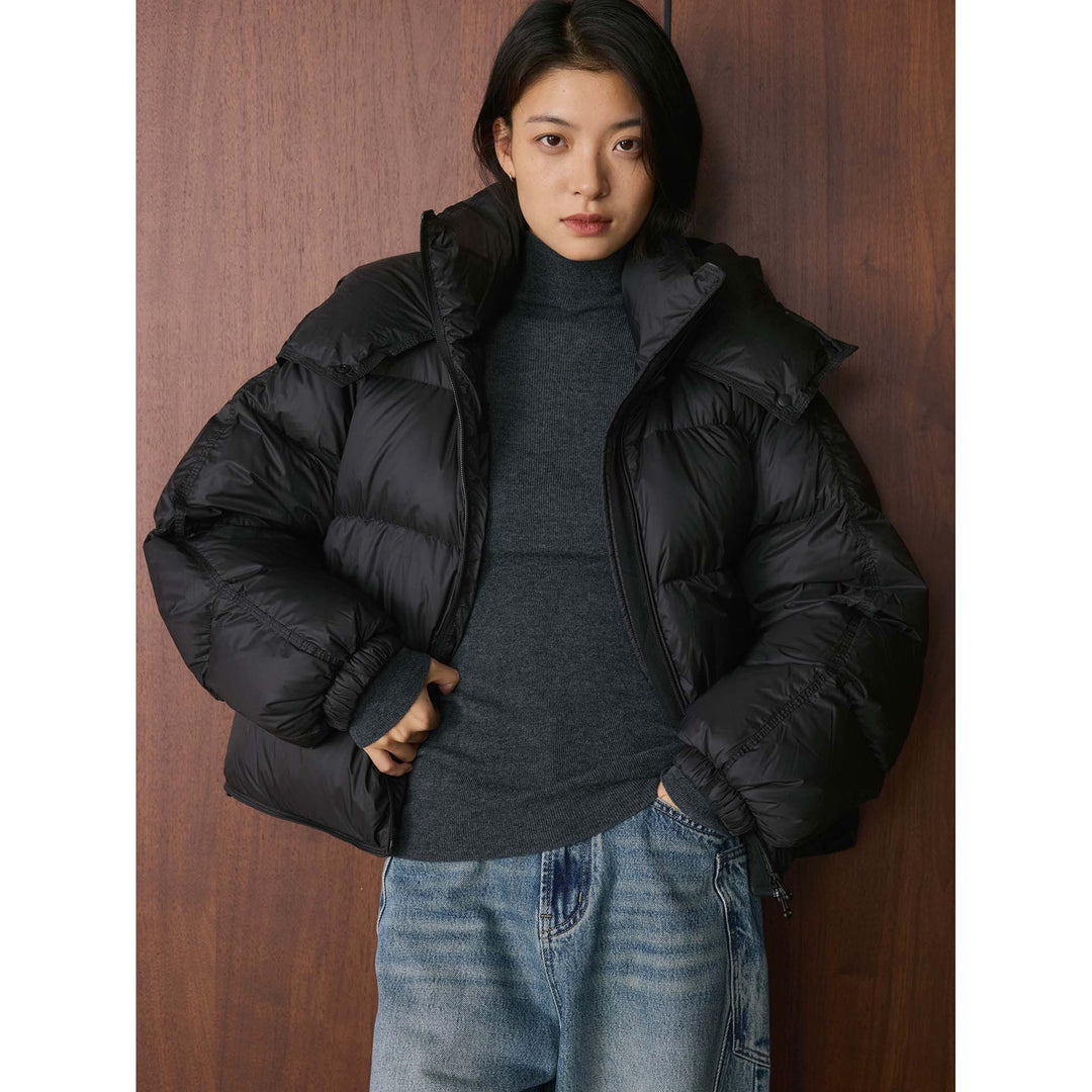 Women's short-cut volume padded jacket with XXL hood and drawstring Amarae
