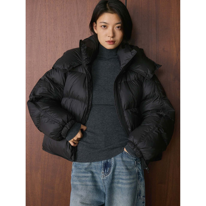 Women's short-cut volume padded jacket with XXL hood and drawstring Amarae