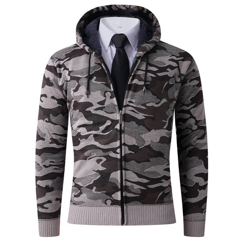 Trendy hooded jacket for men with lined hood and powerful camouflage pattern Lune London
