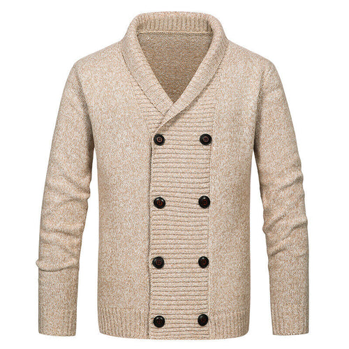 Knitted jacket for men with modern shawl collar and decorative buttons Amarae