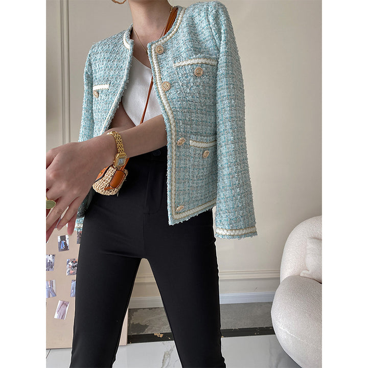 Ladies Elegant Boucle Jacket with Decorative Buttons Chic & Stil