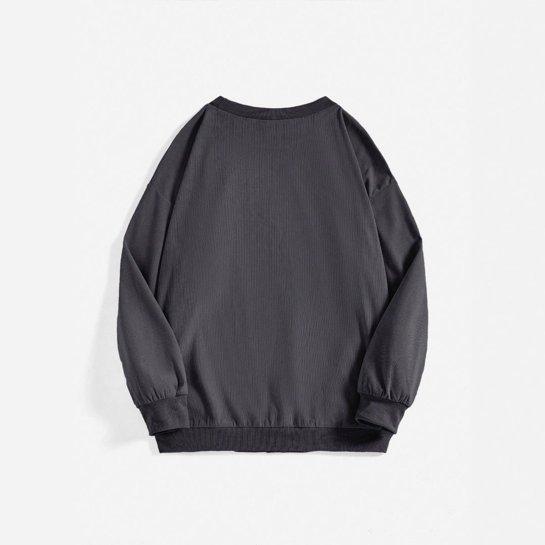 Casual oversized sweater for women with statement print and ribbed texture Lune London