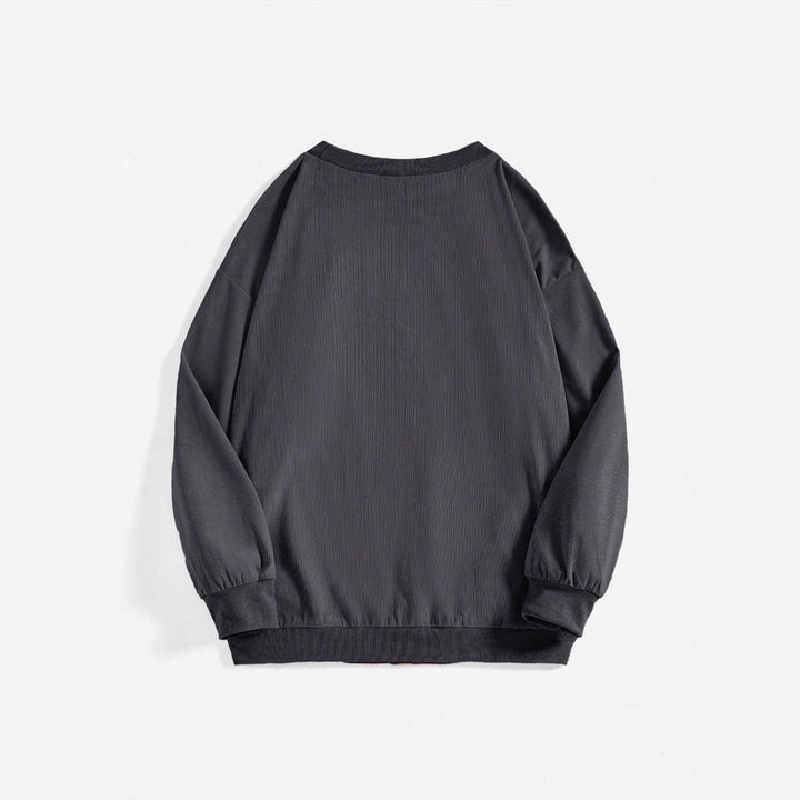 Casual oversized sweater for women with statement print and ribbed texture Lune London