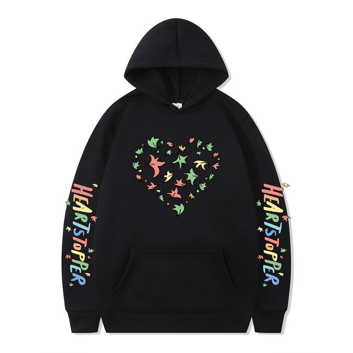 Women's hoodie with creative heart and leaf design Lune London