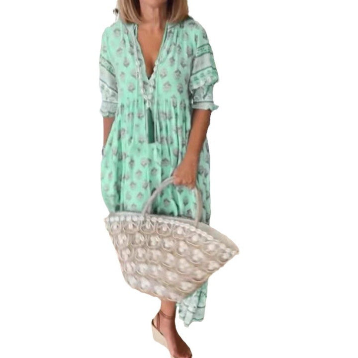 Airy tunic dress for women with floral patterns and delicate ruffle details Lune London
