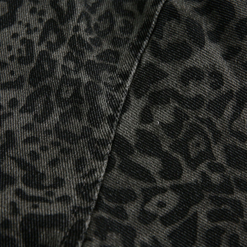 Men's Loose Boxy Jacket with Leopard Print, Full Zip and Elastic Hem Amarae