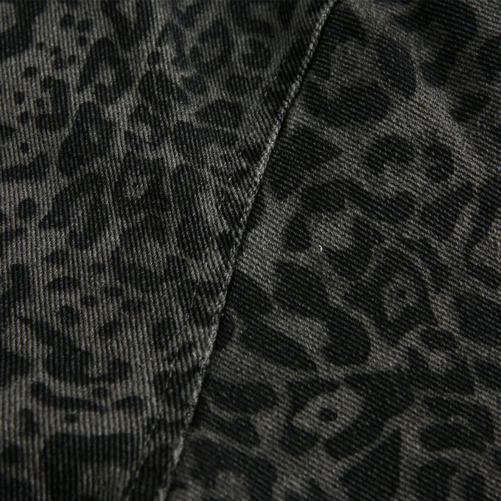 Men's Loose Boxy Jacket with Leopard Print, Full Zip and Elastic Hem Amarae