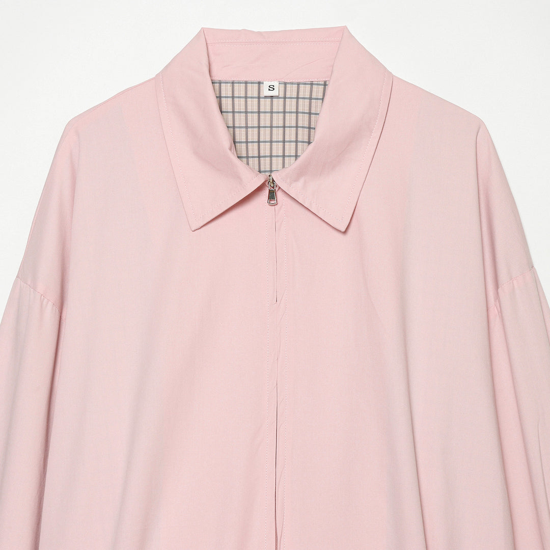 Women's Cropped Bomber Jacket with Shirt Collar, Elastic Hem and Checked Lining Amarae