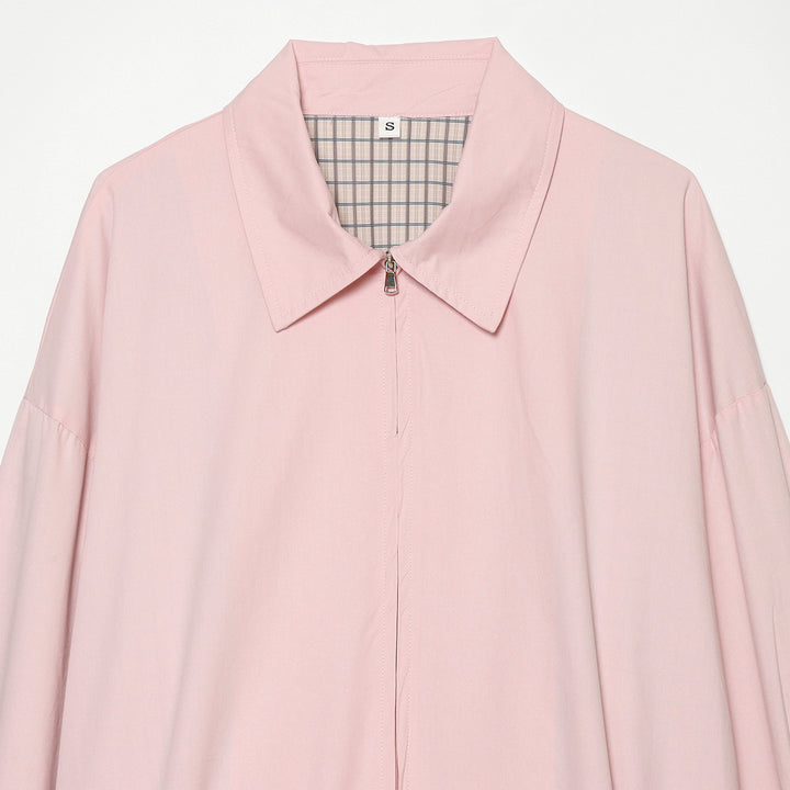 Women's Cropped Bomber Jacket with Shirt Collar, Elastic Hem and Checked Lining Amarae