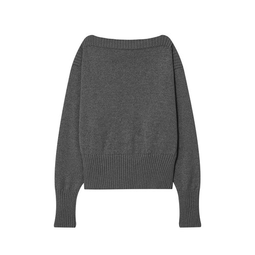 Casual knit sweater for women with drop shoulders and wide ribbed hem Amarae