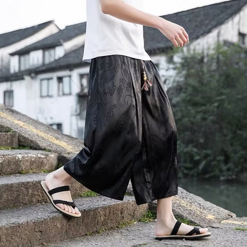 Airy harem pants for men with elegant pattern and elastic waist Amarae