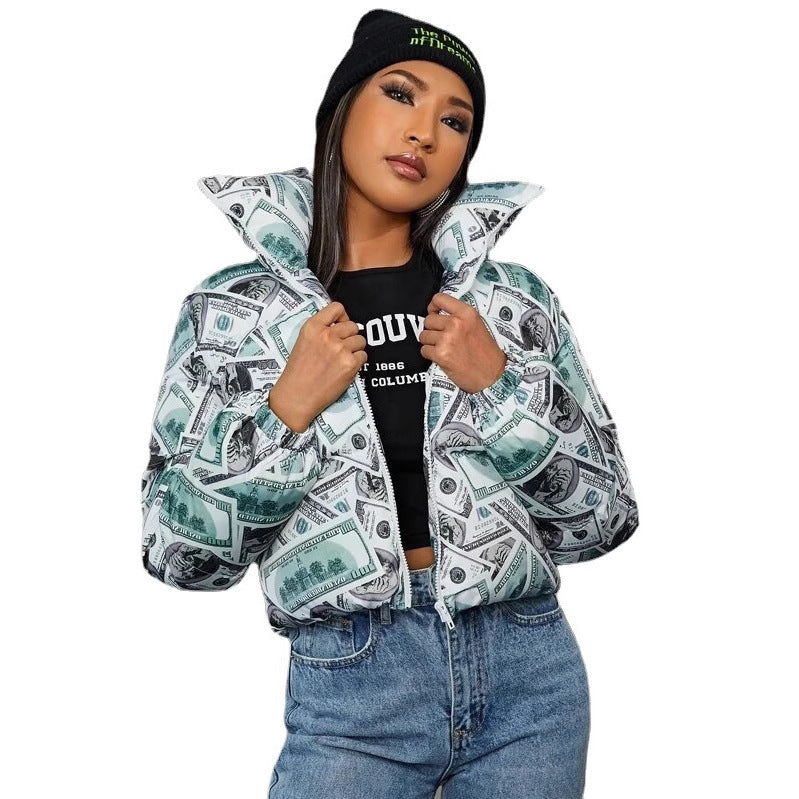 Trendy cropped quilted jacket for women with Dollar Amarae design