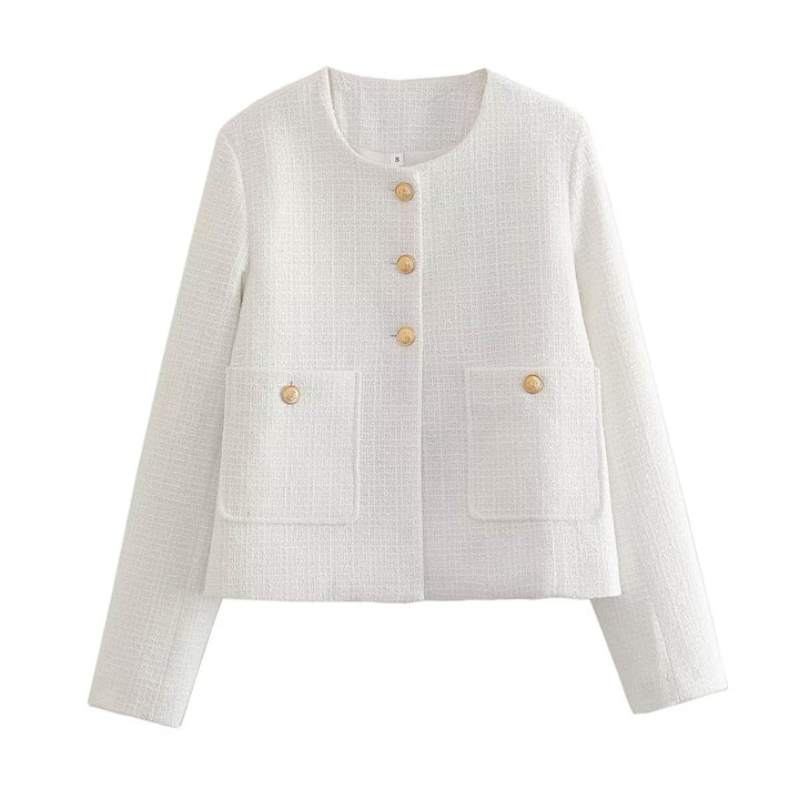 Short tweed jacket for women with decorative buttons Lune London