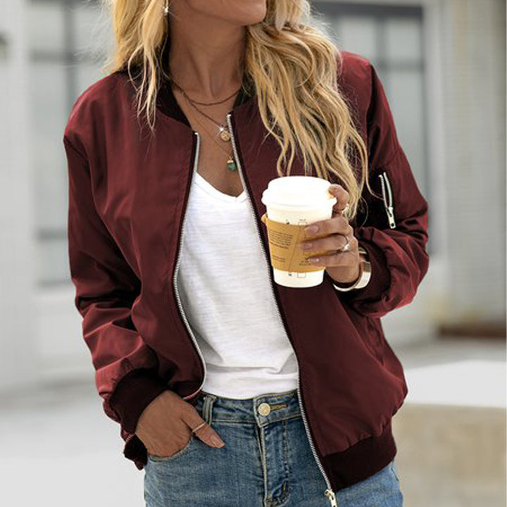 Trendy bomber jacket for ladies with practical side pockets Lune London