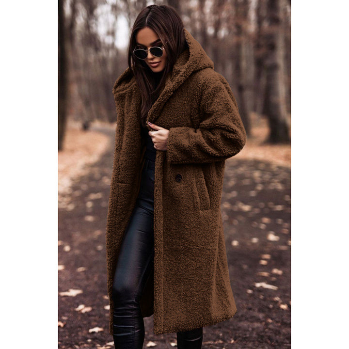 Comfortable teddy coat for women with hood and button closure Lune London