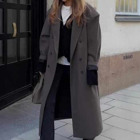 Oversized trench coat for women with double-breasted buttons and classic lapel Amarae