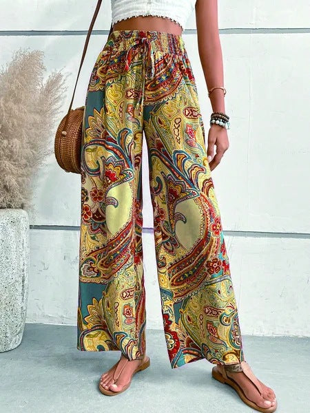 Wide pants for women with paisley pattern Lune London