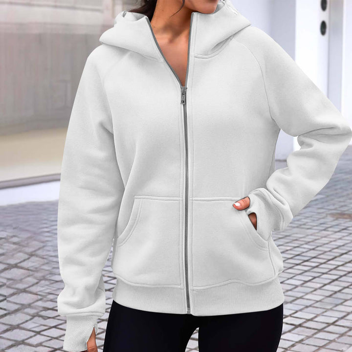 Ladies comfortable and stylish zip hooded sweatshirt Lune London