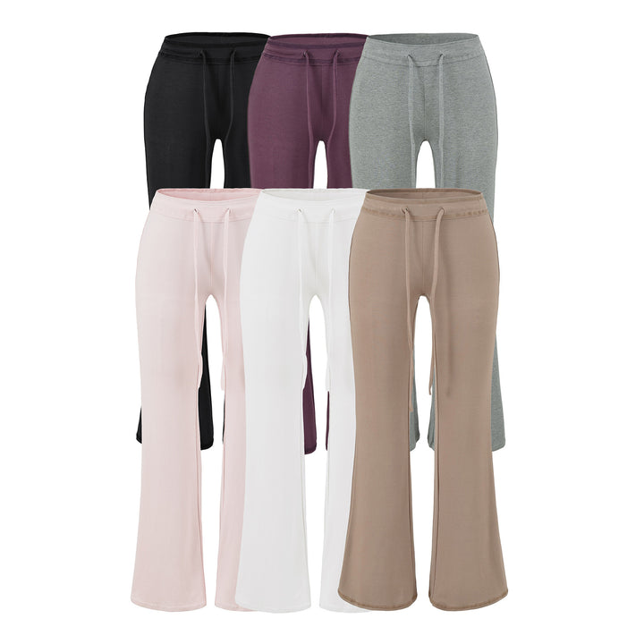 Women's Flowing Jersey Pants with High Waist, Drawstring and Flared Leg Amarae