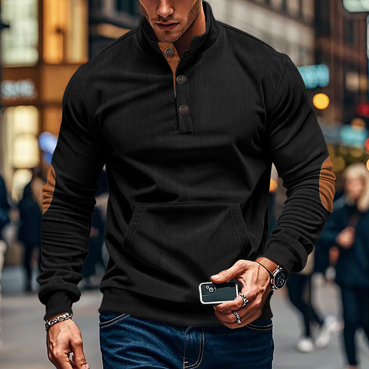 Casual sweater for men with high collar and button placket Lune London