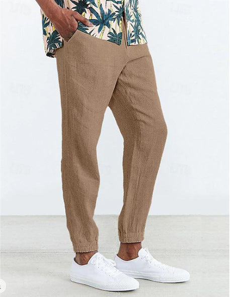 Casual linen pants for men with elastic waist and side pockets Lune London